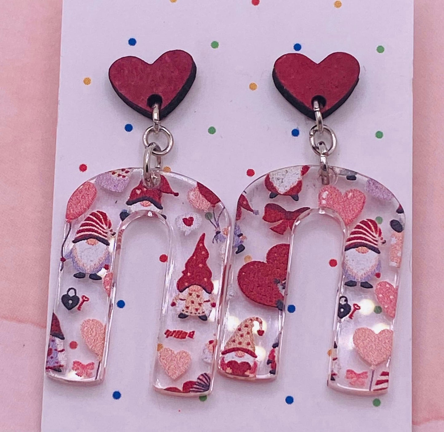 Valentine Gnome Dangle Earrings