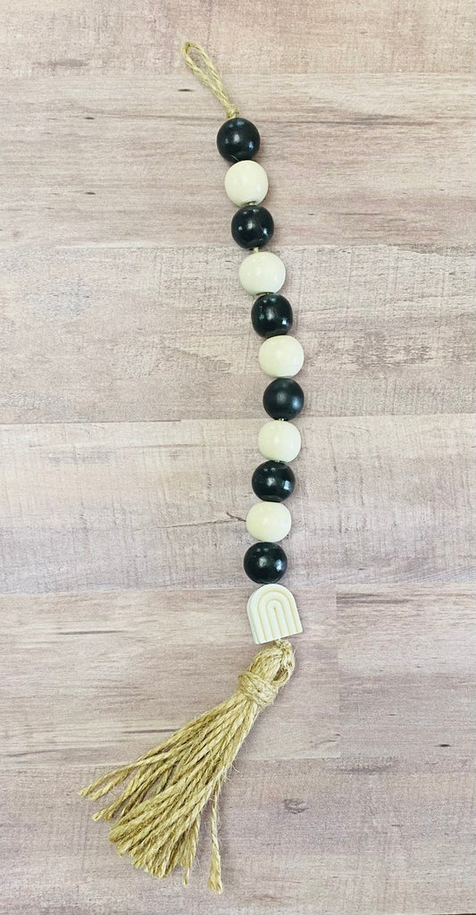 Black Rainbow Boho Wooden Bead Garland