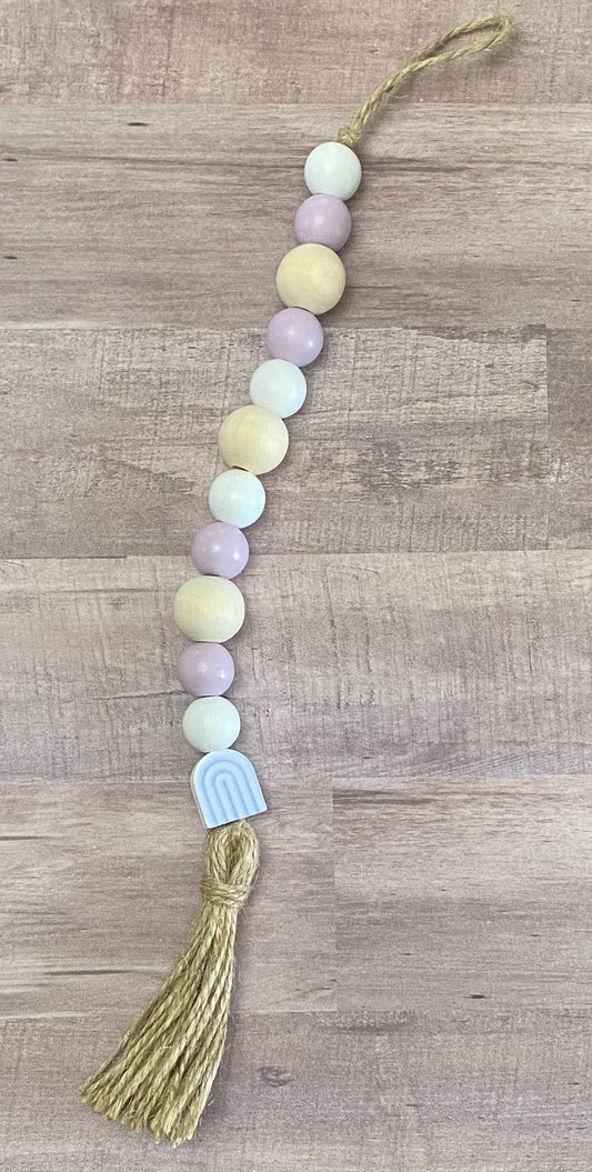 Purple Rainbow Boho Wooden Bead Garland
