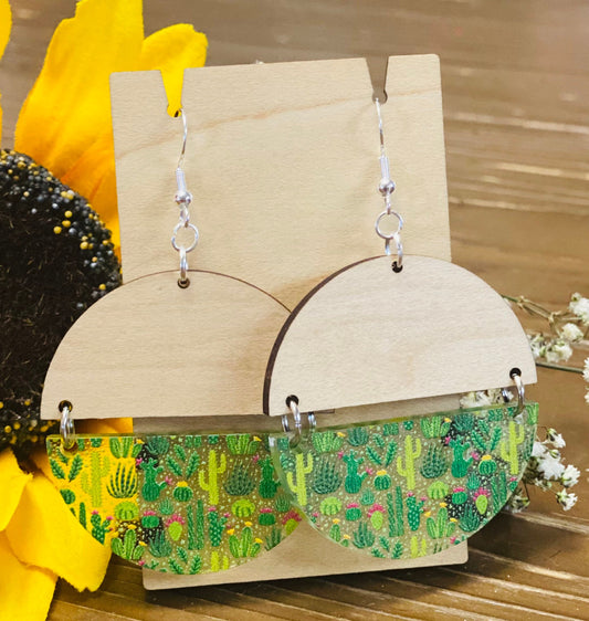 Cactus Dangle Earrings / Cacti Earrings / Boho Earrings / succulent earrings