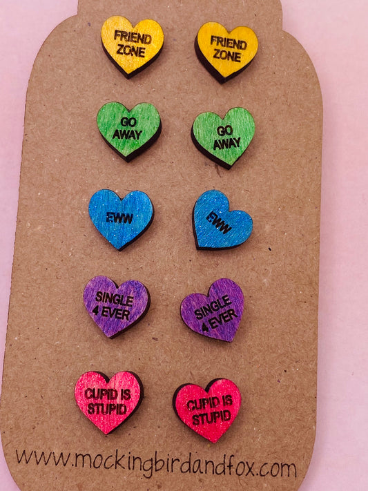 Anti-Valentine Stud Earring Set
